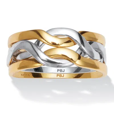 Palm Beach Jewelry 14k Gold-plated And Platinum-plated Puzzle Ring In Yellow