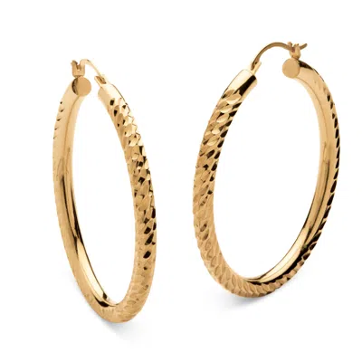 Palm Beach Jewelry 14k Gold Ultra-lightweight Diamond Cut Hoop Earrings Nano Diamond Resin Filled In Yellow
