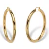 Palm Beach Jewelry 14k Gold Ultra-lightweight Nano Diamond Resin Filled Hoop Earrings (1 7/8") In Yellow