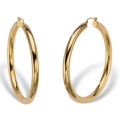 Palm Beach Jewelry 14k Gold Ultra-lightweight Nano Diamond Resin Filled Hoop Earrings (1 7/8")