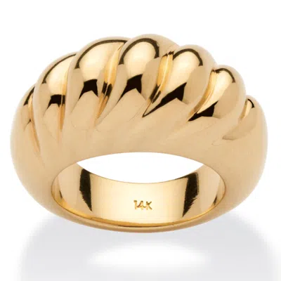 Palm Beach Jewelry 14k Gold Ultra-lightweight Nano Diamond Resin Filled Shrimp-style Dome Ring In Yellow