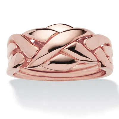 Palm Beach Jewelry 14k Rose Gold-plated Commitment Symbol Puzzle Ring In Multi