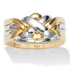 Palm Beach Jewelry 14k Yellow Gold-plated And Platinum-plated Endless Knot 5 Piece Puzzle Ring In Yellow