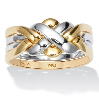 Palm Beach Jewelry 14k Yellow Gold-plated And Platinum-plated Endless Knot 5 Piece Puzzle Ring