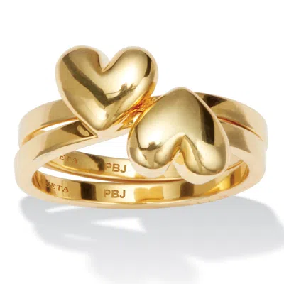 Palm Beach Jewelry 14k Yellow Gold-plated Double Heart Ring