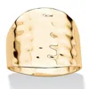 Palm Beach Jewelry 14k Yellow Gold-plated Hammered Style Cigar Band Ring In Yellow