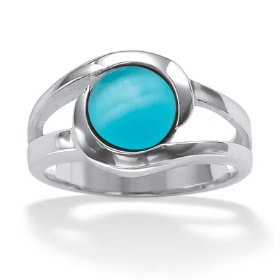 Palm Beach Jewelry 14-piece Platinum-plated Ring Set Of Interchangeable Multi-stones In Blue