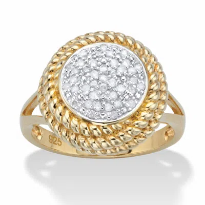 Palm Beach Jewelry 1/5 Cttw. Round Diamond Gold-plated Sterling Silver Banded Halo Cluster Ring In White