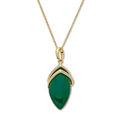Palm Beach Jewelry .15 Tcw Genuine Agate And Cz Pendant Necklace 14k Gold-plated 18-20 Inches