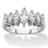 Palm Beach Jewelry 1.50 Cttw Platinum-plated Silver Marquise-cut Cubic Zirconia Anniversary Band In White