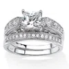 Palm Beach Jewelry 1.50 Tcw Cubic Zirconia 2-piece Vintage Bridal Set In Solid 10k White Gold In White