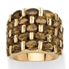 Palm Beach Jewelry 15.07 Tcw Round Genuine Smoky Quartz Yellow Gold-plated Five-row Ring In Brown