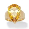 Palm Beach Jewelry 15.47 Carat Yellow Pear-cut Cubic Zirconia Ring Gold-plated In Yellow