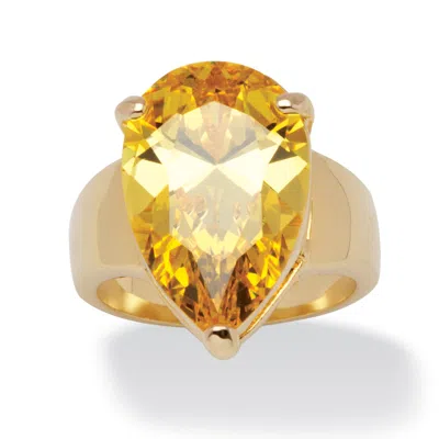 Palm Beach Jewelry 15.47 Carat Yellow Pear-cut Cubic Zirconia Ring Gold-plated
