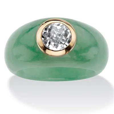 Palm Beach Jewelry 1.55 Tcw Genuine Jade And Topaz 10k Gold Ring In Yellow