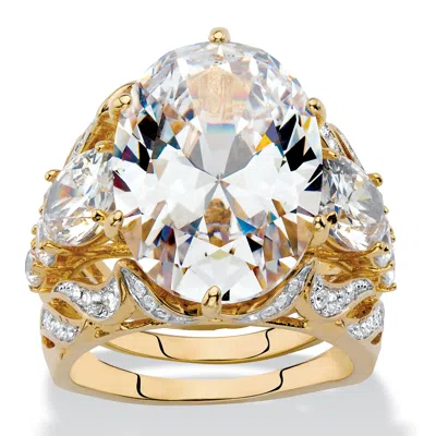 Palm Beach Jewelry 15.78 Tcw Cz Gold-plated Wedding Ring Set In Yellow