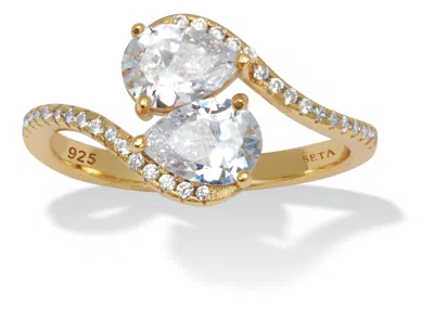Palm Beach Jewelry 1.58 Tcw Cz Gold-plated Sterling Silver Ring In Yellow