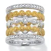 Palm Beach Jewelry 1/6 Cttw. Round Diamond Silver & Gold Plated Stackable Eternity Ring Set
