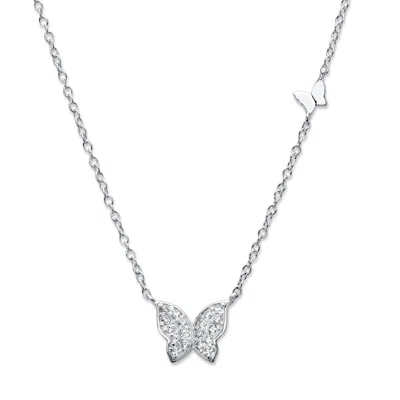Palm Beach Jewelry .16 Tcw .925 Sterling Silver Cubic Zirconia Butterfly Necklace 18"-20"