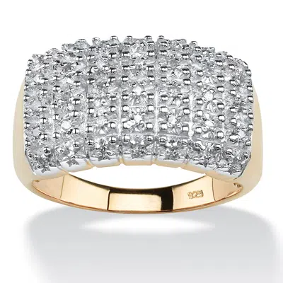 Palm Beach Jewelry 1/6 Tcw Diamond Cluster Ring In 18k Yellow Gold-plated Sterling Silver In White