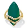 Palm Beach Jewelry .16 Tcw Genuine Green Agate And Cubic Zirconia Yellow Gold-plated Marquise Ring
