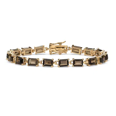 Palm Beach Jewelry 16 Tcw Genuine Smoky Quartz Yellow Gold-plated Tennis Bracelet 7.25"