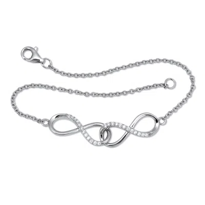 Palm Beach Jewelry .16 Tcw Round Cz Sterling Silver Infinity Charm Bracelet 7-inch