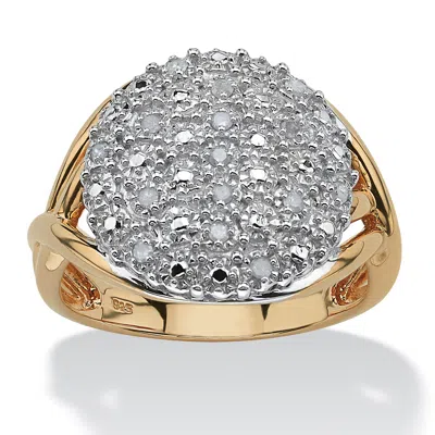 Palm Beach Jewelry 1/6 Tcw Round Diamond Pave Gold-plated Sterling Silver Split-shank Ring In White