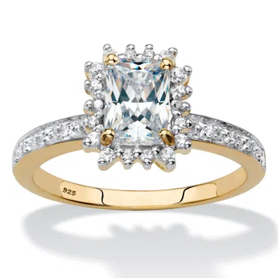 Palm Beach Jewelry 1.60 Cttw. 18k Gold-plated Silver White Sapphire Diamond Accent Halo Ring