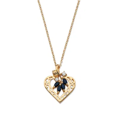 Palm Beach Jewelry 1.60 Tcw Marquise-cut Genuine Midnight Sapphire Cz Heart Necklace In Gold Tone