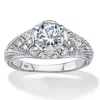 Palm Beach Jewelry 1.60 Tcw Round Cubic Zirconia Vintage Style Ring In .925 Sterling Silver In White