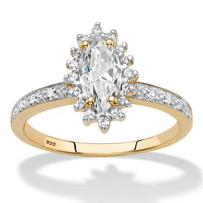 Palm Beach Jewelry 1.60 Tcw Sapphire Diamond Acc. 18k Gold/.925 Ring In Yellow