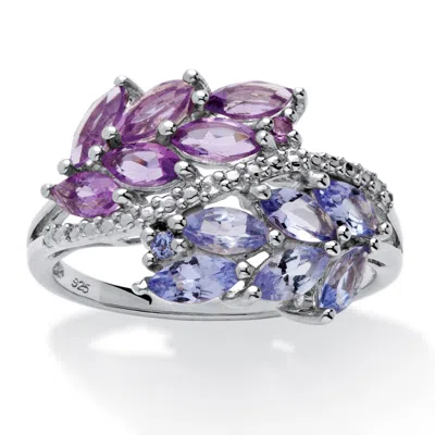 Palm Beach Jewelry 1.62 Tcw Genuine Amethyst And Tanzanite Ring In .925 Sterling Silver In Purple