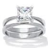Palm Beach Jewelry 1.62 Tcw Princess Cut Cubic Zirconia Stainless Steel Bridal Ring Set