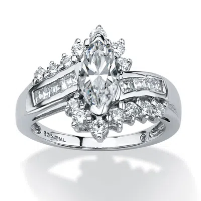 Palm Beach Jewelry 1.65 Tcw Marquise-cut Cubic Zirconia Ring In Platinum-plated Sterling Silver In White