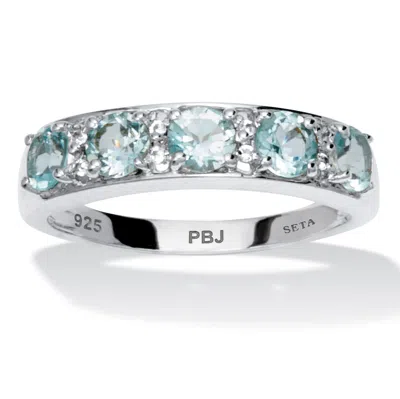 Palm Beach Jewelry 1.66 Tcw Round Cut Genuine Blue Topaz Sterling Silver Ring