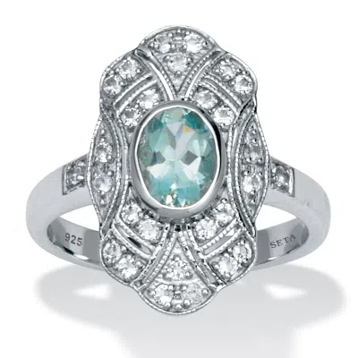 Palm Beach Jewelry 1.67 Tcw Genuine Aquamarine Cocktail Ring In White