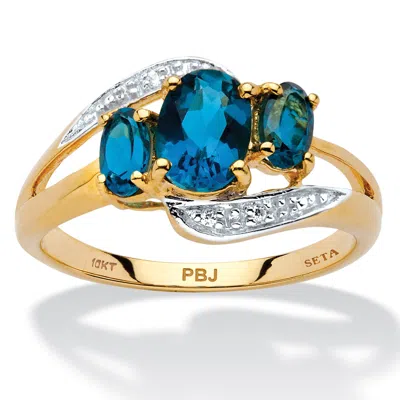 Palm Beach Jewelry 1.67 Tcw London Blue Topaz 18k Gold-plated Ring In Yellow