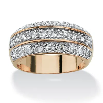 Palm Beach Jewelry 1.68 Tcw Round Cubic Zirconia Triple Row Ring In Gold-plated In White