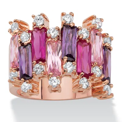 Palm Beach Jewelry 16.88 Tcw Cz Rose Gold-plated Cluster Ring In Red