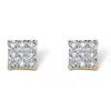 Palm Beach Jewelry 1/7 Cttw. Diamond 18k Gold Plated Sterling Silver Squared Cluster Stud Earrings