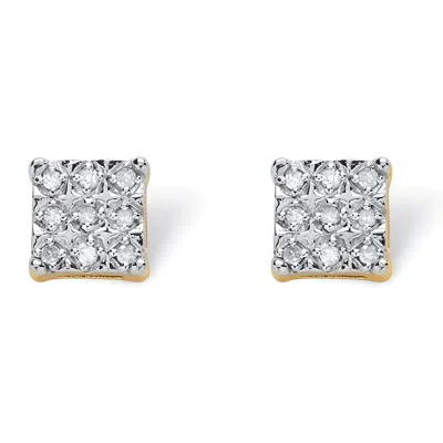 Palm Beach Jewelry 1/7 Cttw. Diamond 18k Gold Plated Sterling Silver Squared Cluster Stud Earrings
