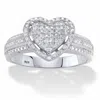 Palm Beach Jewelry 1/7 Cttw. Diamond Heart-shaped Platinum-plated Silver Floating Halo Ring In White