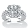 Palm Beach Jewelry 1/7 Cttw. Diamond Platinum-plated Silver Cluster Squared Engagement Ring