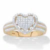 Palm Beach Jewelry 1/7 Cttw. Round Diamond 18k Gold-plated Sterling Silver Floating Halo Heart Ring In White