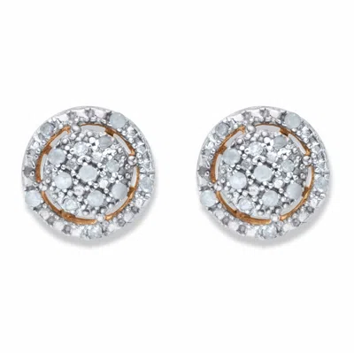 Palm Beach Jewelry 1/7 Cttw. Round Diamond Gold-plated Sterling Silver Cluster Halo Earrings In White