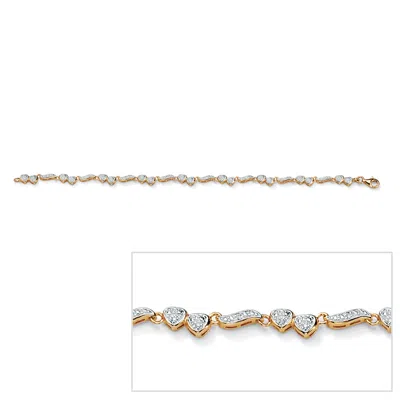 Palm Beach Jewelry 1/7 Tcw Diamond Ankle Bracelet In 14k Gold-plated Sterling Silver In White