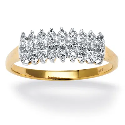Palm Beach Jewelry 1/7 Tcw Round Diamond Peak Ring Gold-plated Sterling Silver In White