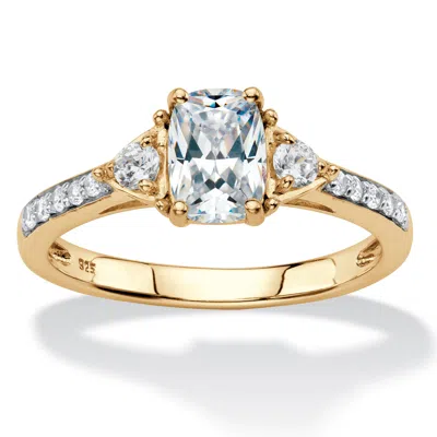 Palm Beach Jewelry 1.70 Cttw. 18k Gold-plated Sterling Silver Created White Sapphire Promise Ring