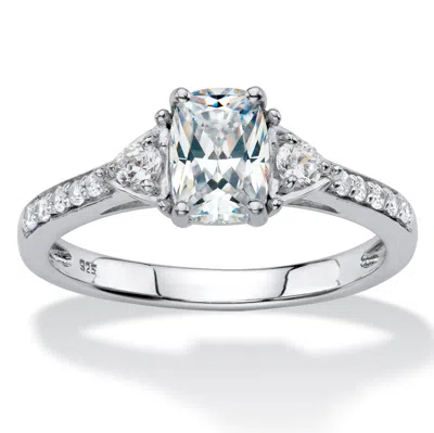 Palm Beach Jewelry 1.70 Cttw. Platinum-plated Sterling Silver Created White Sapphire Promise Ring